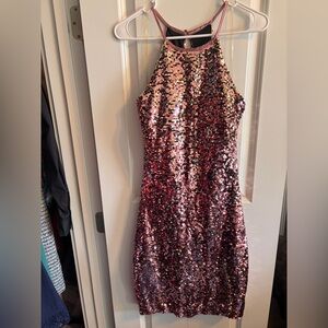 Sequin Hearts Pink Sequin Dress